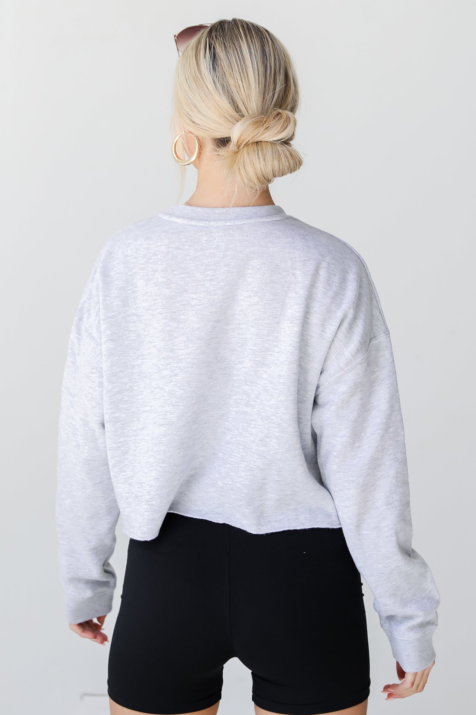 Heather Grey Atlanta Baseball Cropped Sweatshirt